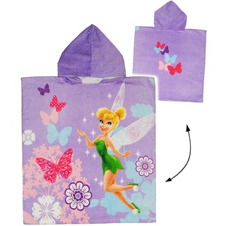 alles-meine.de GmbH Badeponcho - Disney Fairies/Fairy - 60 cm * 120 cm - 4 bis 8 Jahre Poncho - mit Kapuze - Handtuch Strandtuch Baumwolle - Tinkerbell Schmetterling Blumen - M..