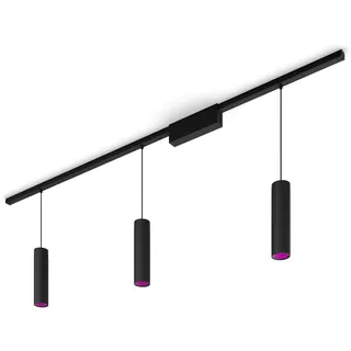 PHILIPS Hue Perifo Railverlichting Plafond - 3 Hanglampen - Basisset - Duurzame LED Verlichting - Wit en Gekleurd Licht - Dimbaar - Verbind met Bluetooth of Hue Bridge - Zwart