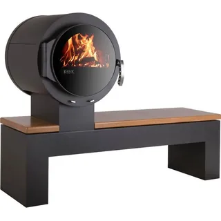 Kaminofen Kanuk® BANK Nussbaum hell - Schwarz