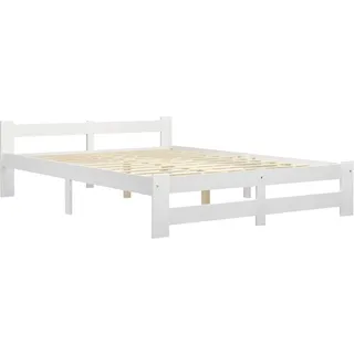 vidaXL Massivholzbett Bett Holzbett Bettgestell Bettrahmen Lattenrost Doppelbett Schlafzimmerbett Schlafzimmermöbel Weiß Kiefer 120x200cm