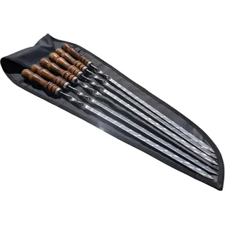 Grillspieße, Schampura für Fleisch, Spieße für Mangal Schaschlikspieße 6 St Schaschlik Spieße Edelstahl Holzgriff Grillspieß Schampura 62cm