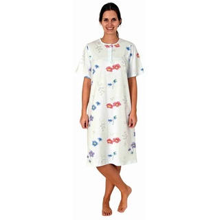 normann Elegantes frauliches Damen Kurzarm Nachthemd Knopfleiste am Hals - 80133 in blau | Gr.: 48-50