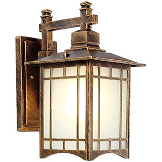 HONY-LIGHT Retro LED Außen-Wandleuchte Bronze Aluminiumguss Und Glas Schatten Gartenlampe IP44 Wand-Außenleuchte Hoflampe Außenlampe Wandlichte 18 * 34 * 24cm