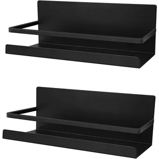 Kühlschrankablage, Zweiteiliges Magnetisches Gewürzregal, Kühlschrankorganizer, Platzsparende Küchenkühlschrankablage (schwarz)