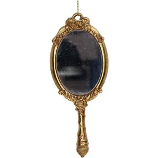 HD Collection Christbaumschmuck, Christbaumschmuck 16,5cm Keramik Handspiegel Figur Gold goldfarben