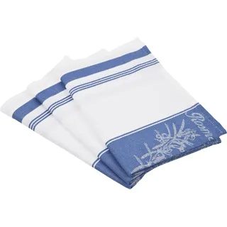 Ross 3er Pack Zwirn Halbleinen Geschirrtücher, Kräuter 50x70 cm | blau - blau