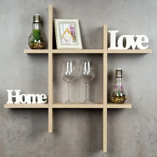 levandeo Hashtag Regal 75x75cm Wandregal Holz Sonoma Eiche-Optik Bücherregal Hängeregal Ablage Steckregal