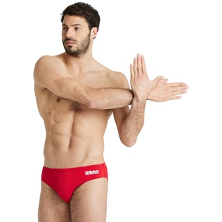 Arena Herren Mens Swim Briefs Solid Badehosen Slip, Red-White, 8