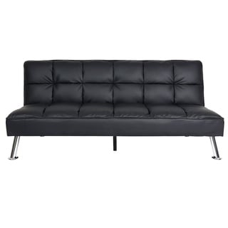 Sofa MCW-K21, Klappsofa Couch Schlafsofa, Nosagfederung Schlaffunktion Liegefläche 181x107cm ~ Kunstleder, schwarz