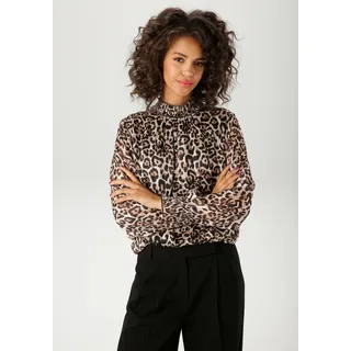 Aniston CASUAL Chiffonbluse im Leo-Druck beige 46