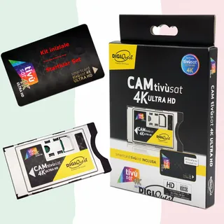 Tivusat SmarCam UHD CI+ CI-Modul inkl. TiVu Aktive Smartcard Karte | 60+ HD/4K Italien-TV Channels, DVB-CI+ Unterstützung, ECP-Inhaltsschutz, Dolby Digital & DTS