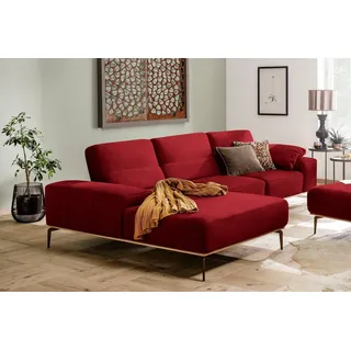 W.SCHILLIG Ecksofa run, Designsofa mit tollem Sitzkomfort, bequem, L-Form, mit Holzsockel, Füße in Bronze pulverbeschichtet, Breite 319 cm rot