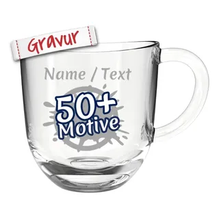 LEONARDO Glas-Tasse mit Gravur personalisiert/Namen +Motiv, Latte-Macchiato & Tee Glas graviert, Kaffeebecher Geschenk zum Geburtstag, Jahrestag für Frauen Männer/Mama Papa (Napoli, 280ml)