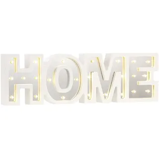 LED-Schriftzug "HOME" aus Holz & Spiegeln mit Timer & Batteriebetrieb