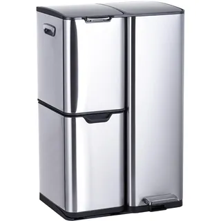 Relaxdays Mülltrennsystem 60 l Silber