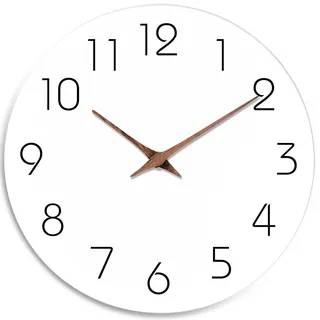 Mosewa Wanduhr – geräuschlose, Nicht tickende Holz-Wanduhren batteriebetrieben – Holz weiß modern Büro einfache minimalistische Uhr dekorativ für Küche, Zuhause, Badezimmer, Wohnzimmer (30.5 cm)
