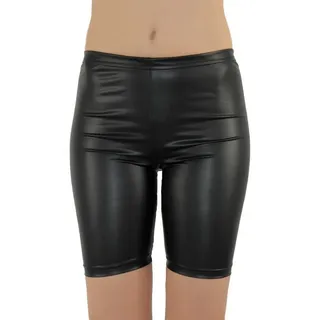 SYS Shorts Shorts Mini-Hose Kurz Glanz-Matt in Latex Leder Lack Optik Sport Disco schwarz L