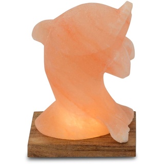 HIMALAYA SALT DREAMS Salzkristall-Tischlampe Delfin, LED wechselbar, Warmweiß, Handgefertigt aus Salzkristall - jeder Stein ein Unikat, H: ca.15 cm orange