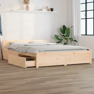 The Living Store Bett mit Schubladen 120x200 cm - Braun