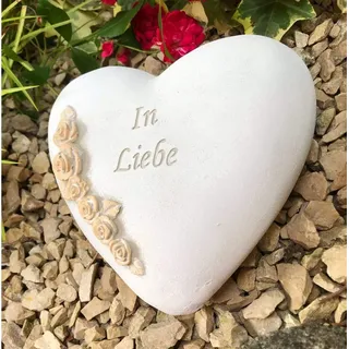 Radami Gartenfigur XXL Grabherz Spruch "In Liebe" ca.1200g Rosenranke
