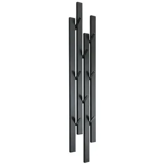 DanDiBo Ambiente Garderobe Wand Schwarz Metall 96612 Wandgarderobe mit 8 Haken Schmal Flurgarderobe Modern Hakenleiste Garderobenhaken