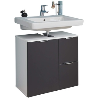 trendteam smart living - Waschbeckenunterschrank Unterschrank - Badezimmer - Concept One - Aufbaumaß (BxHxT) 60 x 64 x 34 cm - Farbe Weiß mit Grau - 185030303