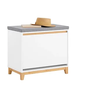 SoBuy Schuhbank 60 x 55 x 34 cm weiß / weiß