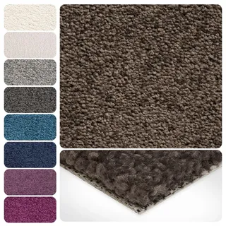 Teppichboden Meterware Auslegware Velours Hochflor | 4m 5m breit, braun grau, 450x500cm