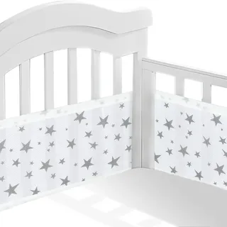 Sour Lemon Baby Nestchen Bettumrandung 2 PCS Bettumrandung Babybett Babybett Leitplanke 3D Mesh Futter, Atmungsaktive Krippenumrandung für Cot Bed, Baby Crib Encloses Anti Airflow (Stern)