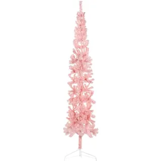 vidaXL Künstlicher Halb-Weihnachtsbaum Schlank Rosa 210 cm
