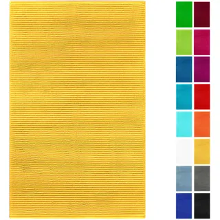 Lashuma Badteppich Baumwolle 50x80 cm Gelb, Linz saugstarke Badematte