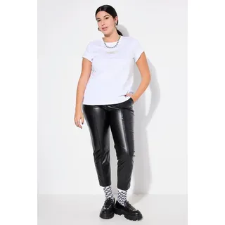 Studio Untold Funktionshose Fakeleder-Hose Mom-Shape teilelastischer Bund schwarz 56