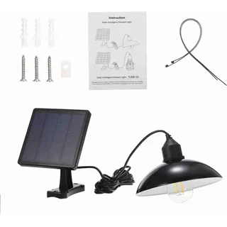 Kavolet Solar Hängelampe, Solarlampen für Außen, Solar Pendelleuchte, Lampe mit solarpanel, E27 Licht Sensor, IP65 Wasserbeständigkeit für Garten Hof Terrasse Balkon Camping Hühnerstall Gewächshaus