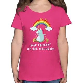 Shirtracer T-Shirt Mir reichts ich geh schaukeln - Einhorn Sprüche Unicorn Spruch Lustig Statement Sprüche Kinder rosa 140 (9-11J)