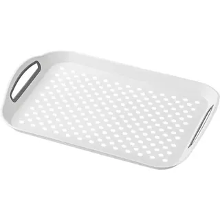 AS 1 x Tablett fürs Bett, Camping & Grillen – Großes Serviertablett mit Henkel, Anti-Rutsch, 39,5x28,5cm Kunststoff AS