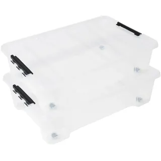 2x Unterbettbox Rollbox Aufbewahrungsbox mit Deckel 25L Spielzeugkiste Rollen