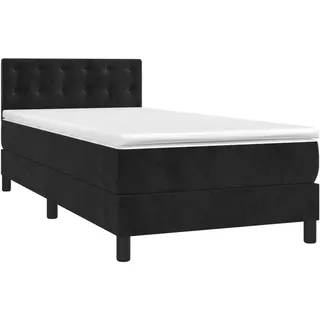 vidaXL Boxspringbett mit Matratze & LED Schwarz 100x200 cm Samt