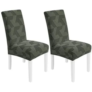 LuxusKollektion Stuhlhusse Stuhlhussen Stretch Hochlehner Waschbar Militärgrün Armeegrün 2er Set