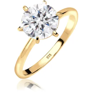 Verlobungsring ELLI "Ring Verlobungsring Kristalle 925 Silber" Gr. 58, gold, Fingerringe, Damen, 58, Silber 925 (Sterlingsilber), Verlobungsring