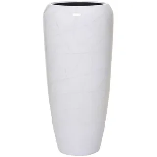 Vivanno Bodenvase Cavita cm Weiß Marmor Hochglanz, Fiberglas für Moderne Innenräume