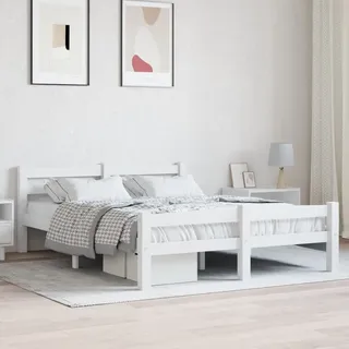 vidaXL Massivholzbett 120 x 200 cm Weiß