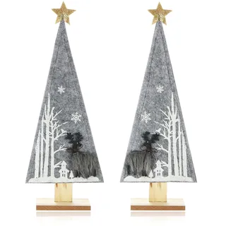 COM-FOUR® 2X dekorativer Aufsteller für Weihnachten, Tannenbaum aus Filz | Weihnachtsbaum als Deko für Tisch und Fenster