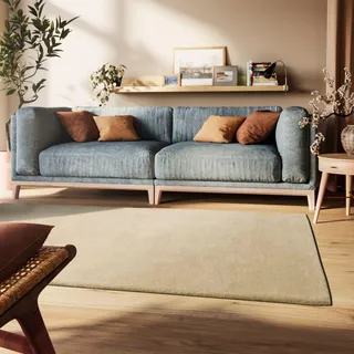 Steffensmeier Gabbeh Teppich Sowana | 100% Schurwolle, Beige, Größe: 240x340 cm Kurzflor Teppich für Wohnzimmer, Handtuft, Goodweave-Siegel