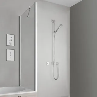 Kermi Pega Seitenwand Badewannenaufsatz 70 x 160 cm Klar/Silber