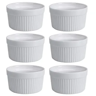 6 Stück Soufflé Förmchen, Creme Brulee Schälchen Aus Keramik, Ofenfeste Förmchen Dessertschale Und Pastetenförmchen, Mini Kleine Auflaufform Für Fondants Muffins Souffles (180ML)