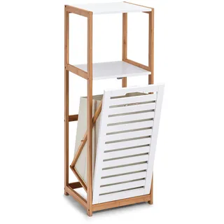 Zeller Standregal mit Wäschesammler Bamboo & White 98 cm x 33 cm x 36,3 cm Weiß