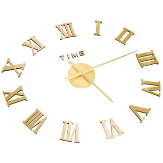 tinkaro Uhr 3D-Wanduhr DORKAS Ethylen-Vinylacetat XXL-Wanduhr Gold goldfarben