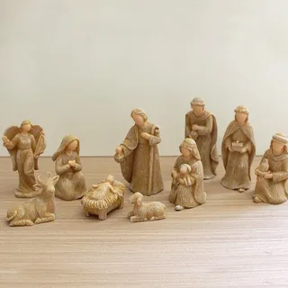 Huasean Krippenfiguren-Set, 10 Krippenfiguren-Set, Krippe, Krippenstatue, Harz, Traditionelle Krippenstatue, Jesus-Geburtsornament, Feiertags-Krippen-Jesus-Statuetten Aus Harz, Dekoration