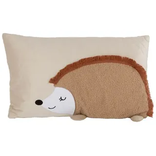 SCHÖNER LEBEN. Fellkissen Kuschelkissen Igel beige 30x50cm, doubleface,Kederumrandung beige