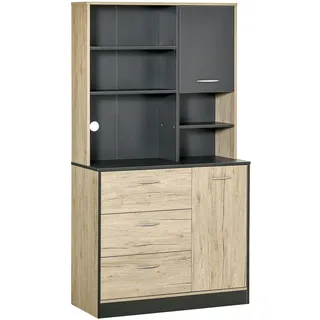 HOMCOM Küchenbuffet 90x39x169 cm, zweifarbig, helle Eiche Grau